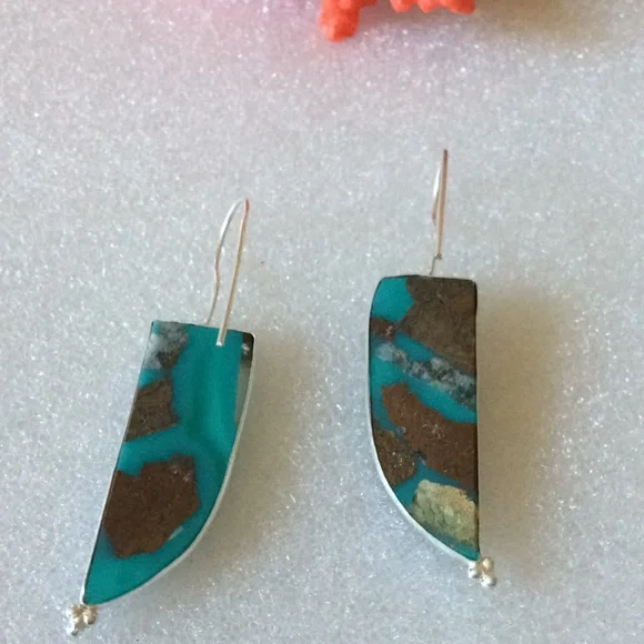 Vintage sterling jasper earrings - Picture 3 of 3